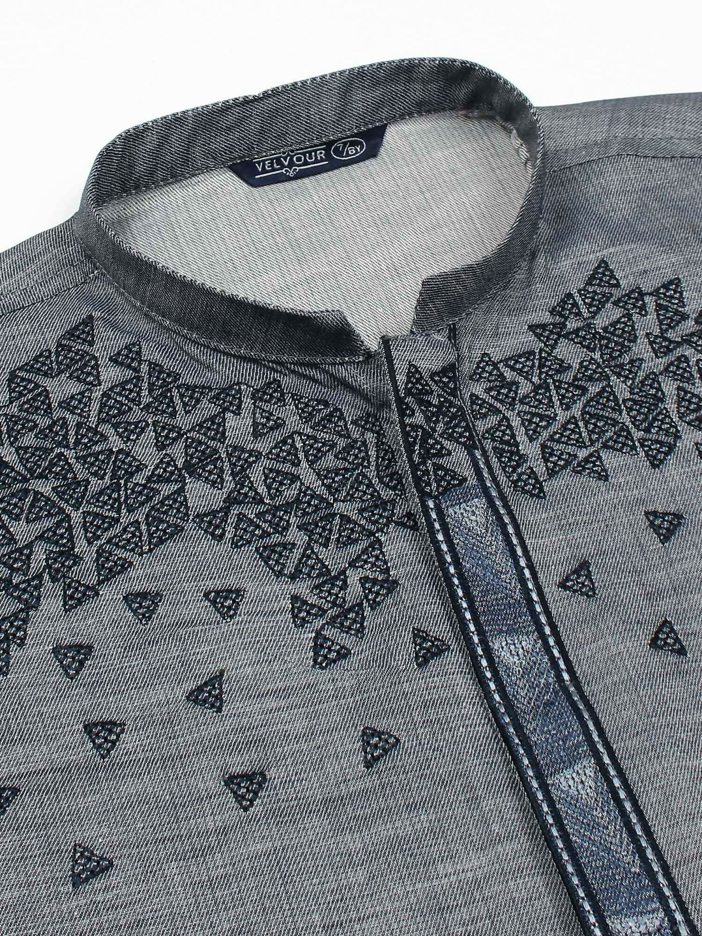 Velvour Boys Cotton Embroidered Stitched Kurta-VB199-A