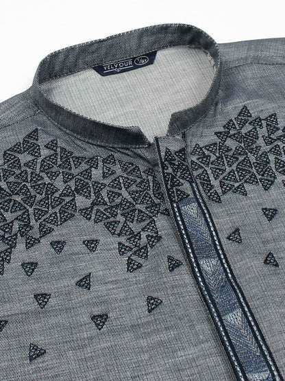 Velvour Boys Cotton Embroidered Stitched Kurta-VB199-A
