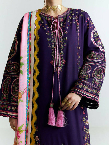 Jugnu by Hussain Rehar SS'25 Edit II Cotton Embroidered Unstitched 3-Piece Suit-SAGAR