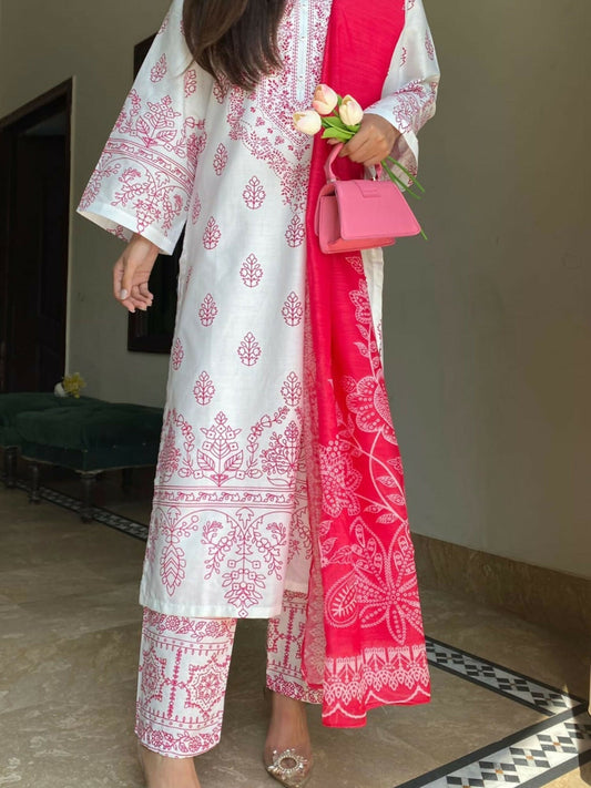 Stylish Collection Allure Lawn Cotton Printed Stitched 3-Piece Suit-Noor Baano