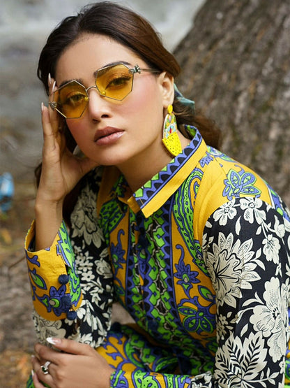 HU Studios Doriya Linen Printed Stitched 2-Piece Suit-Rang-e-Baharan