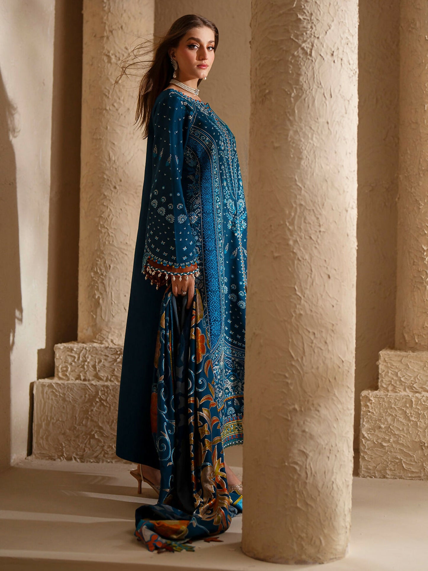 Binilyas Saqqara Kotrai Embroidered Stitched 3-Piece Suit-166-A
