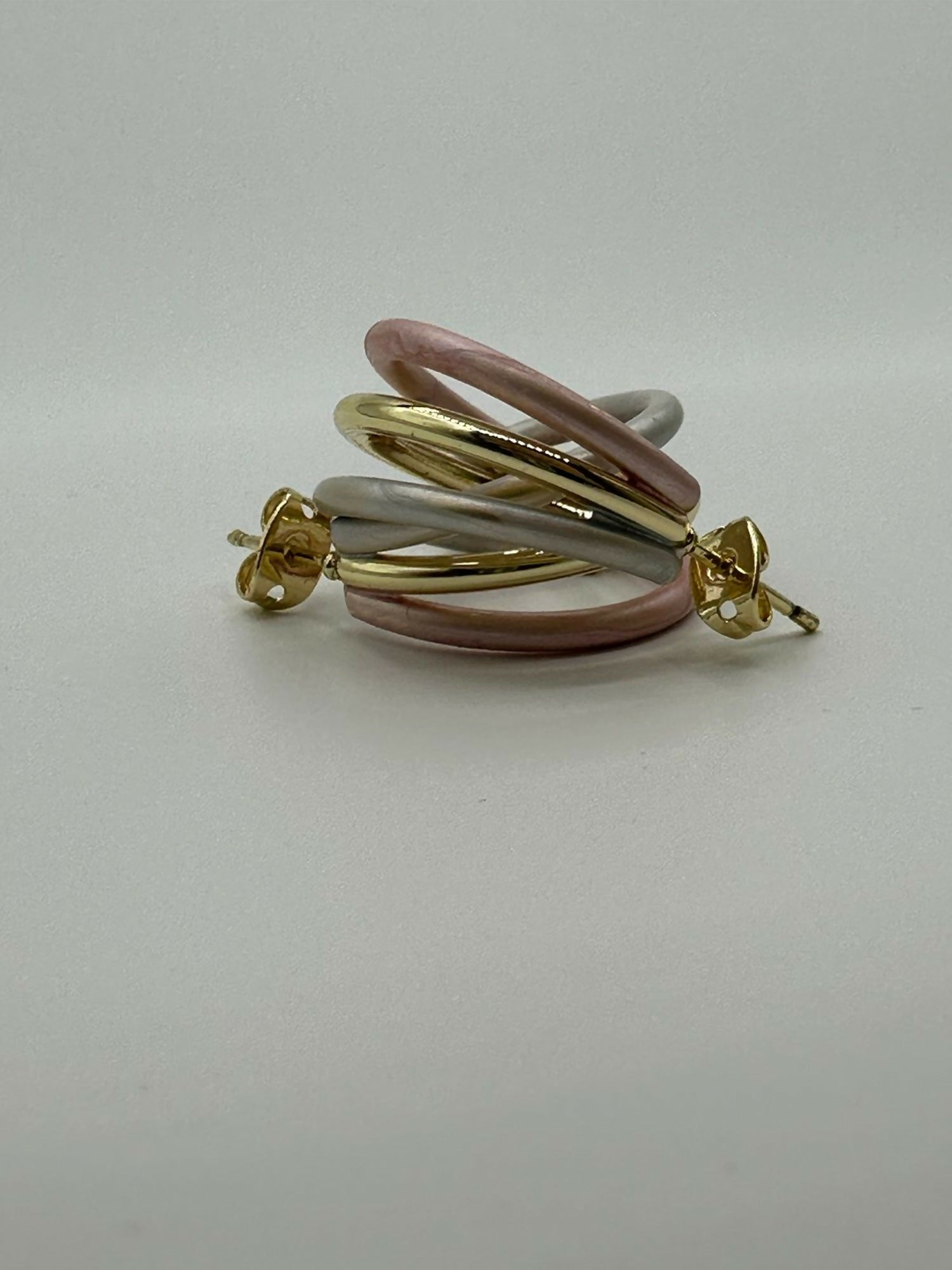H&A Jewellery Handcrafted Triple-Tone Brass Hoop Earrings