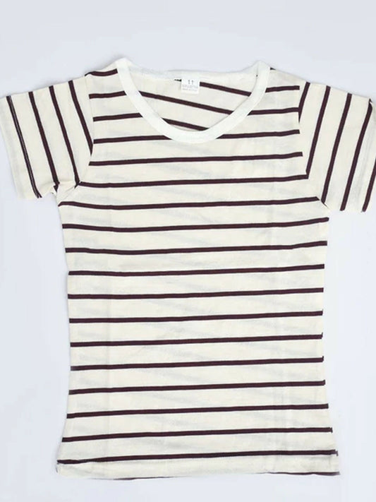 Funky HJBZ Plain Stripe Crew Neck Tee Shirt-13647