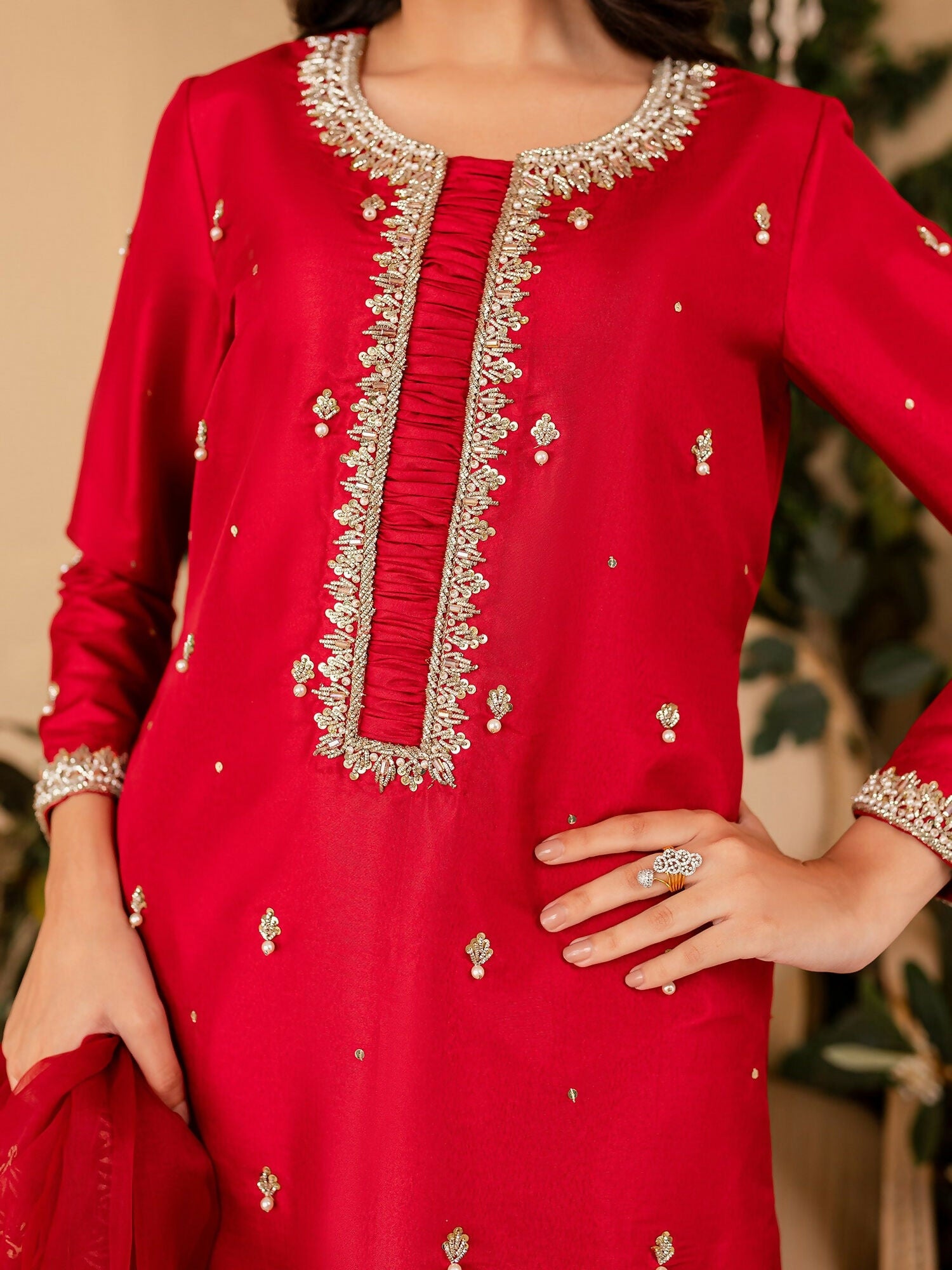 Allure By IH Raw Silk Embellished Stitched 3-Piece Suit-Nyra