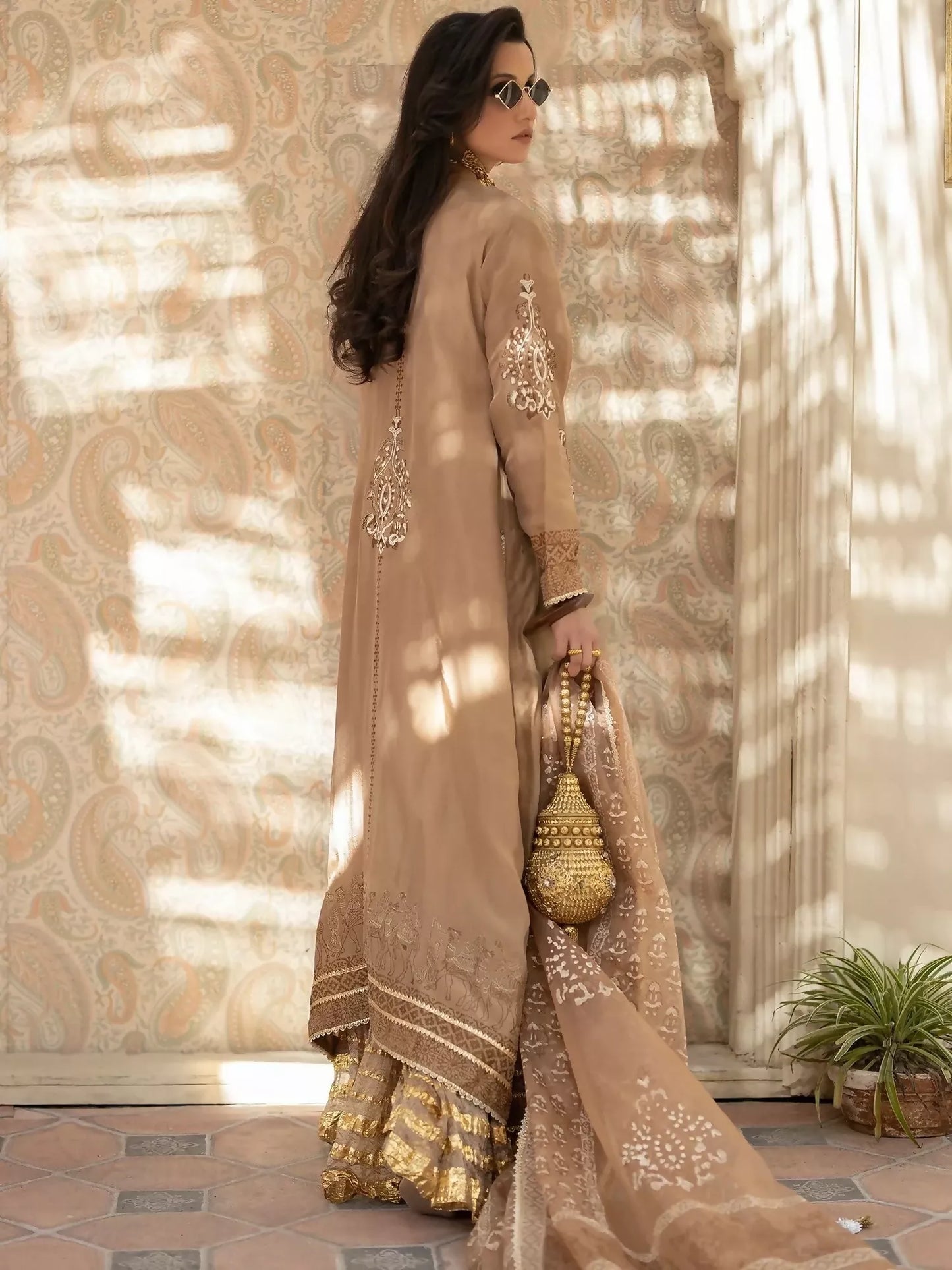 Shiza Hassan Chap Tilak Formals Pure Tusser Silk Embroidered Stitched 4-Piece Suit–Lyla