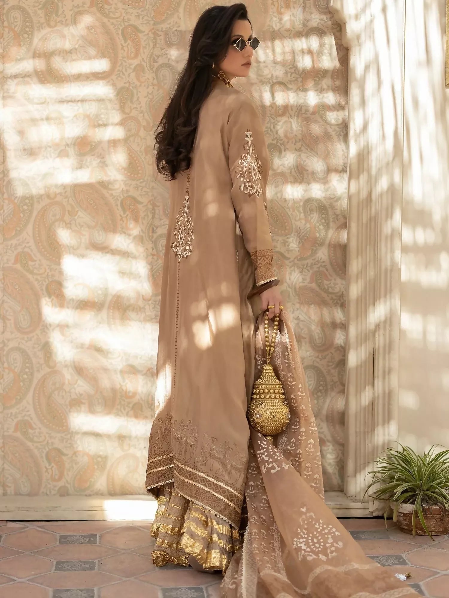 Shiza Hassan Chap Tilak Formals Pure Tusser Silk Embroidered Stitched 4-Piece Suit–Lyla