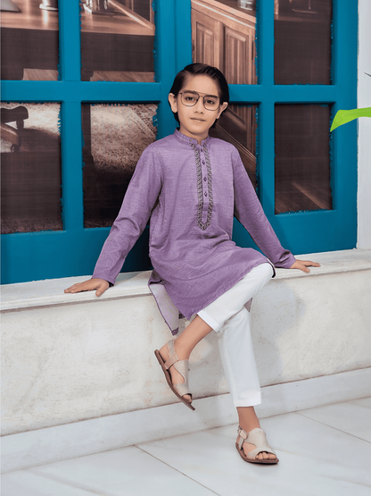 Velvour Boys Cotton Embroidered Stitched Kurta-VB200-A