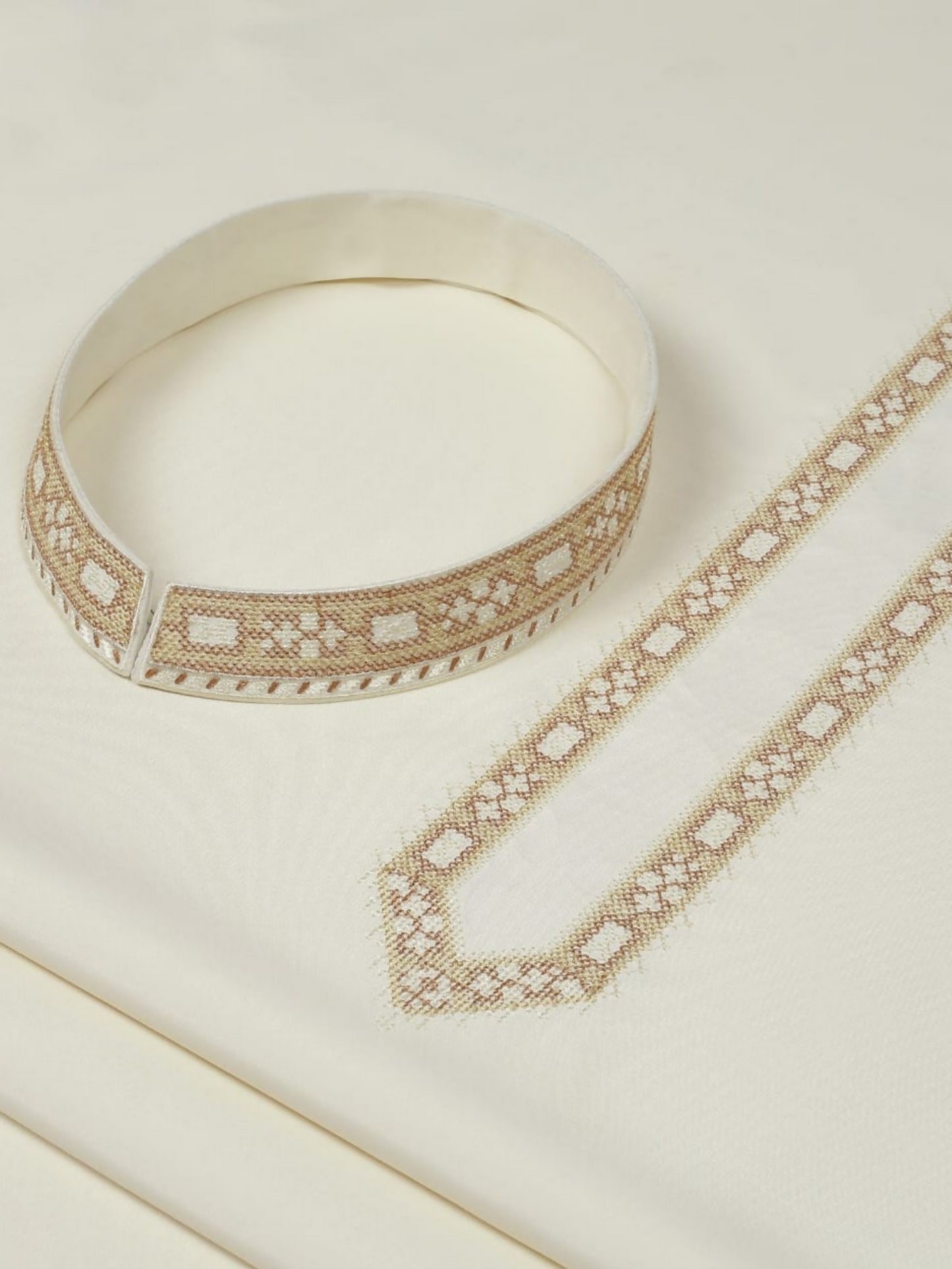 Fabrich Monochrome Edit-25 Wash & Wear Embroidered Unstitched Shalwar Kameez-Cream