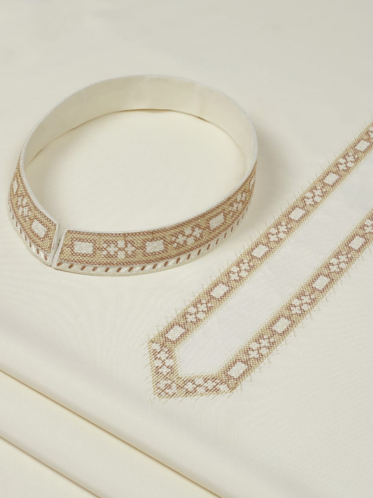 Fabrich Monochrome Edit-25 Wash & Wear Embroidered Unstitched Shalwar Kameez-Cream