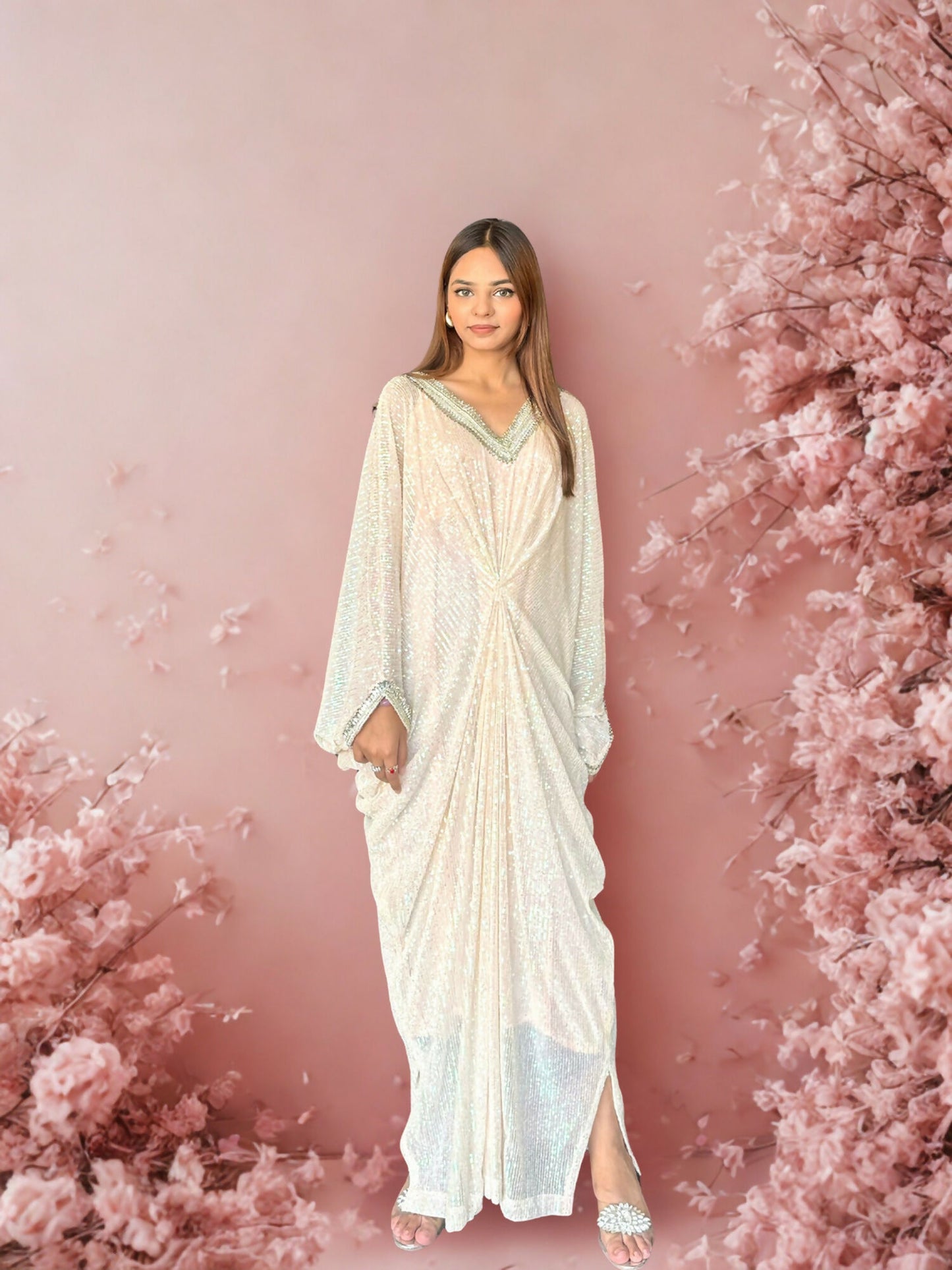 Zubia Motiwalla Net Multi Sequinned Kaftan-ZM320