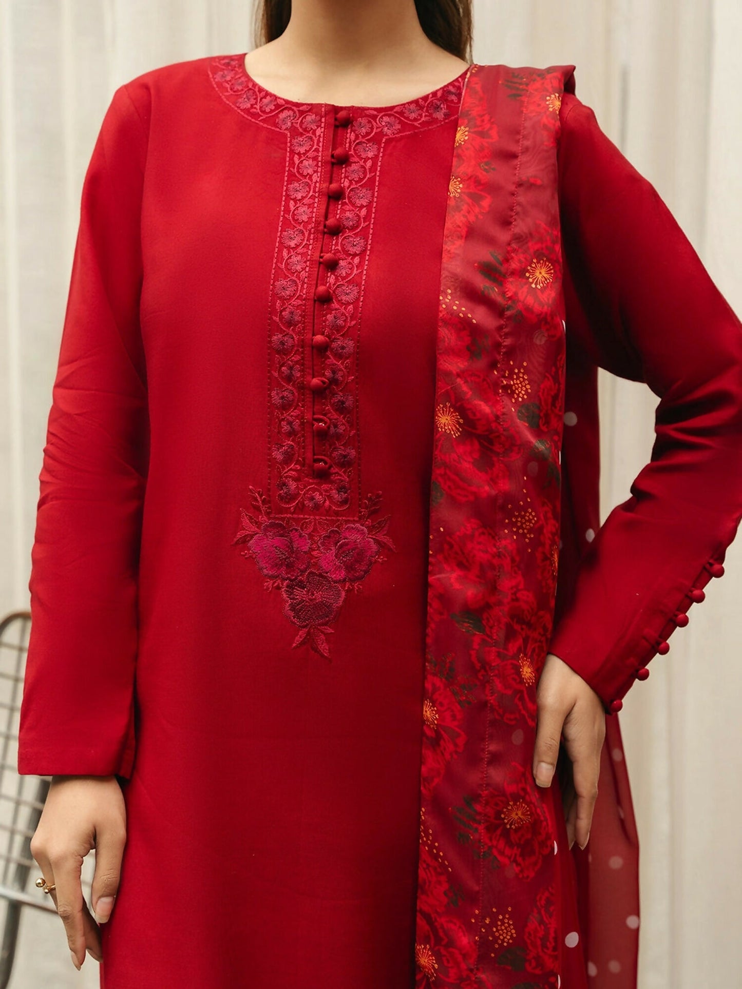 Mannat Clothing Suave Edit Raw Silk Embroidered Stitched Suit-Gazar