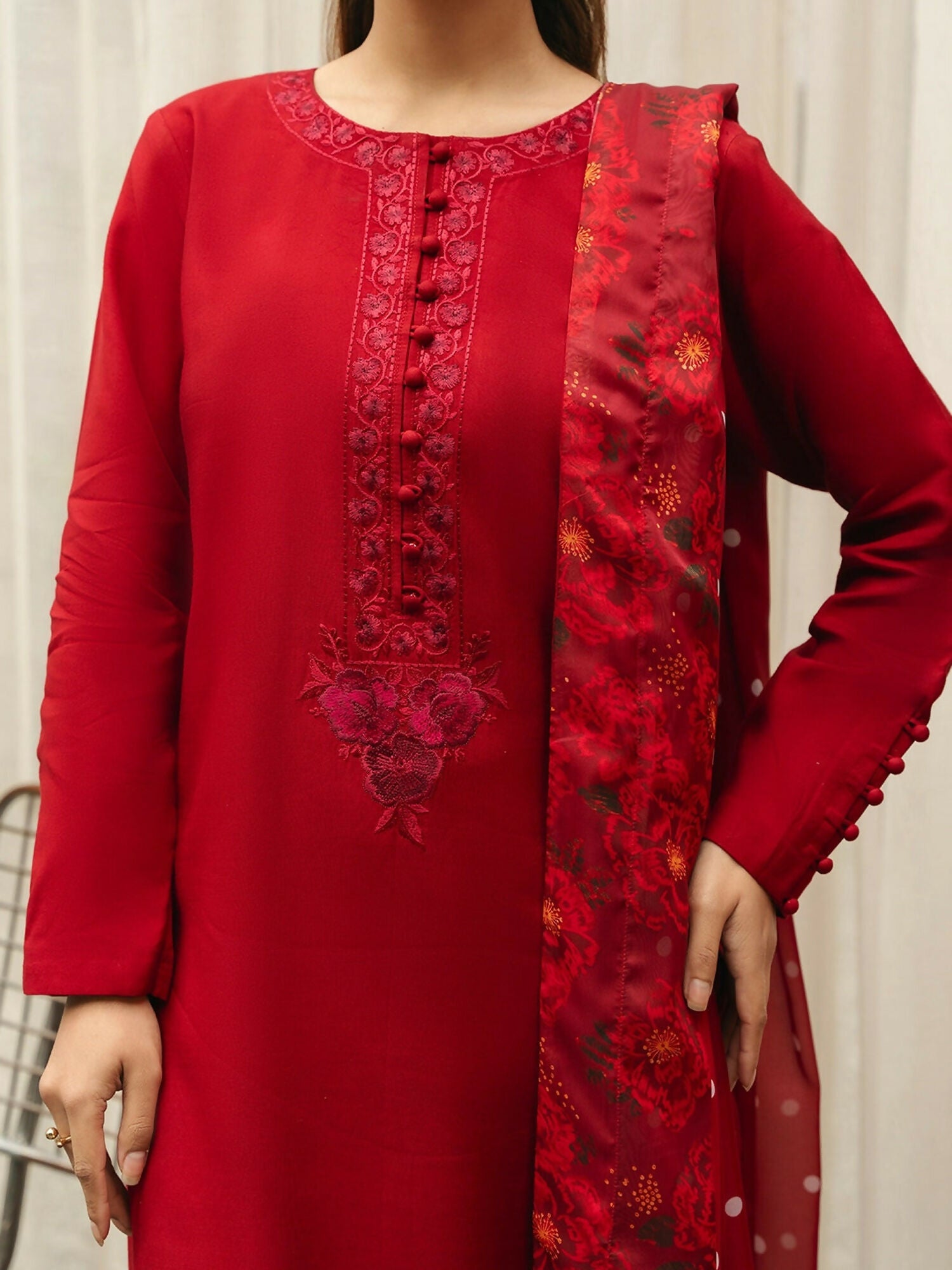 Mannat Clothing Suave Edit Raw Silk Embroidered Stitched Suit-Gazar