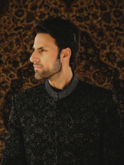 Gem Garments The Sartorial Edit Velvet Embellished Sherwani-Cas