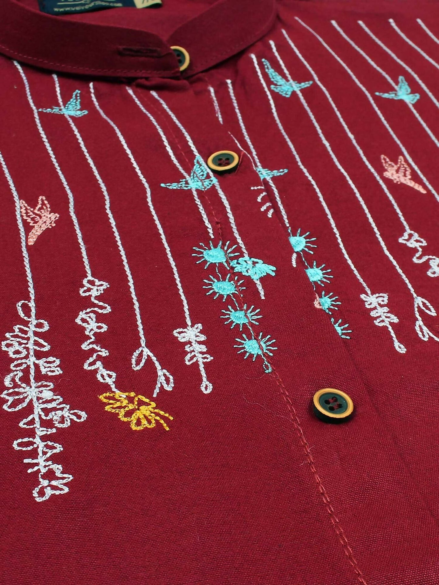 Velvour Girls Cotton Embroidered Stitched Tunic-VG122-C