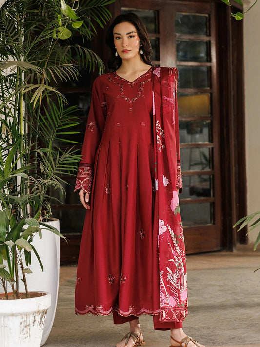Panache Apparel Mistfall Ramadan Edit Cotton Embroidered Stitched Suit-Blush Reverie