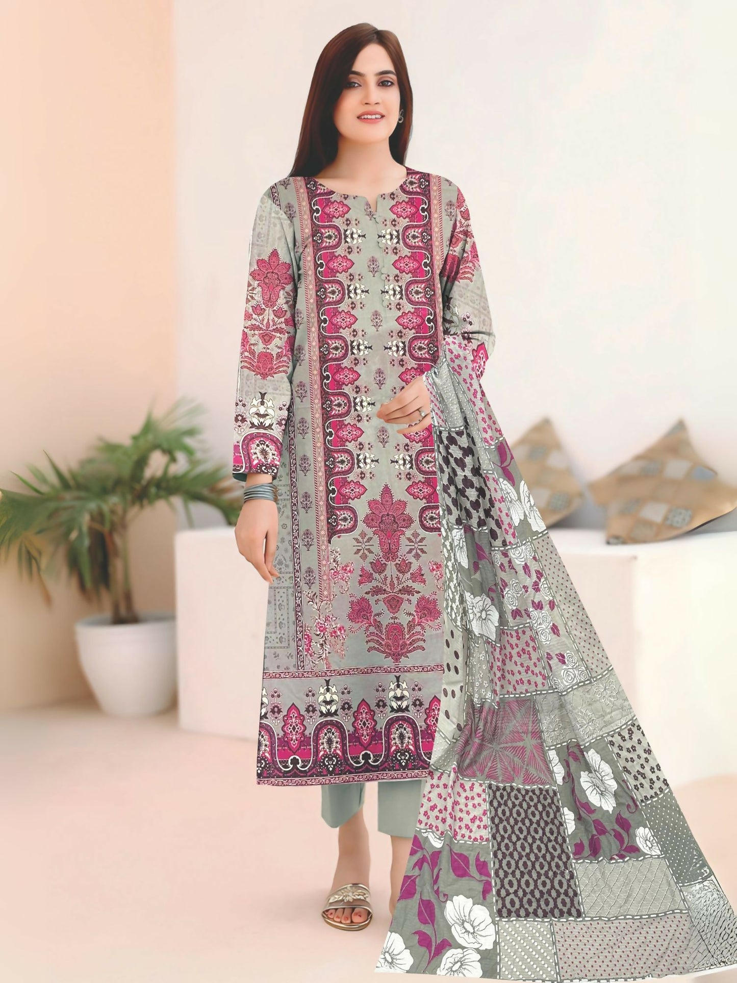 Cross Sketch Lawn Printed Unstitched 2-Piece Suit-Roohi