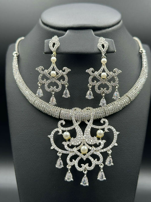 H&A Jewellery One Carat Silver Rhodium Plated Jewellery Set