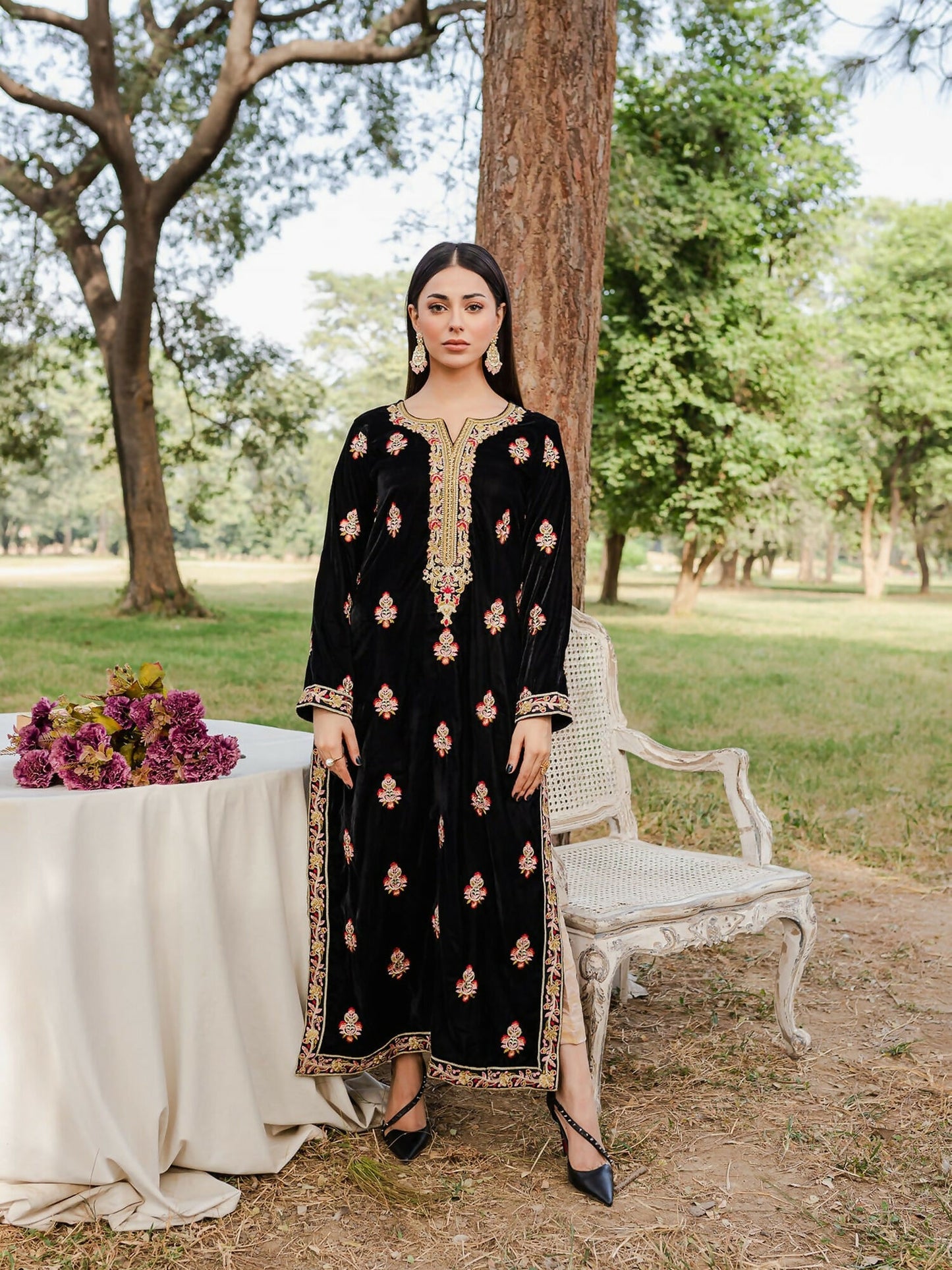 Panache Apparel Velvet Edit Micro Velvet 9000 Embroidered Stitched 3-Piece Suit-Jorah