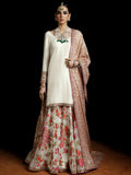 Hussain Rehar Luxury Pret'23 Raw Silk Embellished Stitched 3-Piece Suit-Ivoor