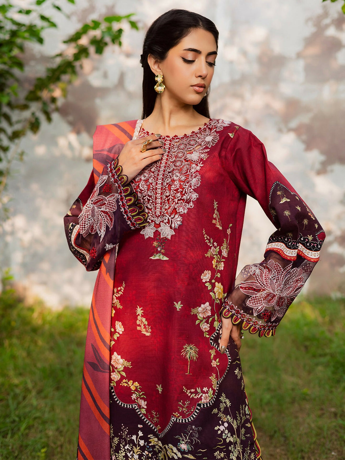 Parishay Rang e Sarma Khaddar Embroidered Unstitched 3-Piece Suit-SAR-06