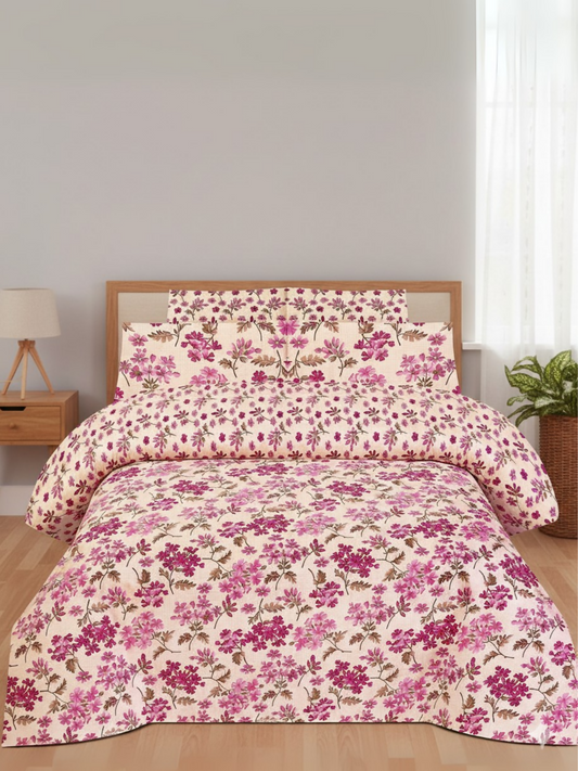 Salonika Printed 3 Piece King Bedsheet Set-157