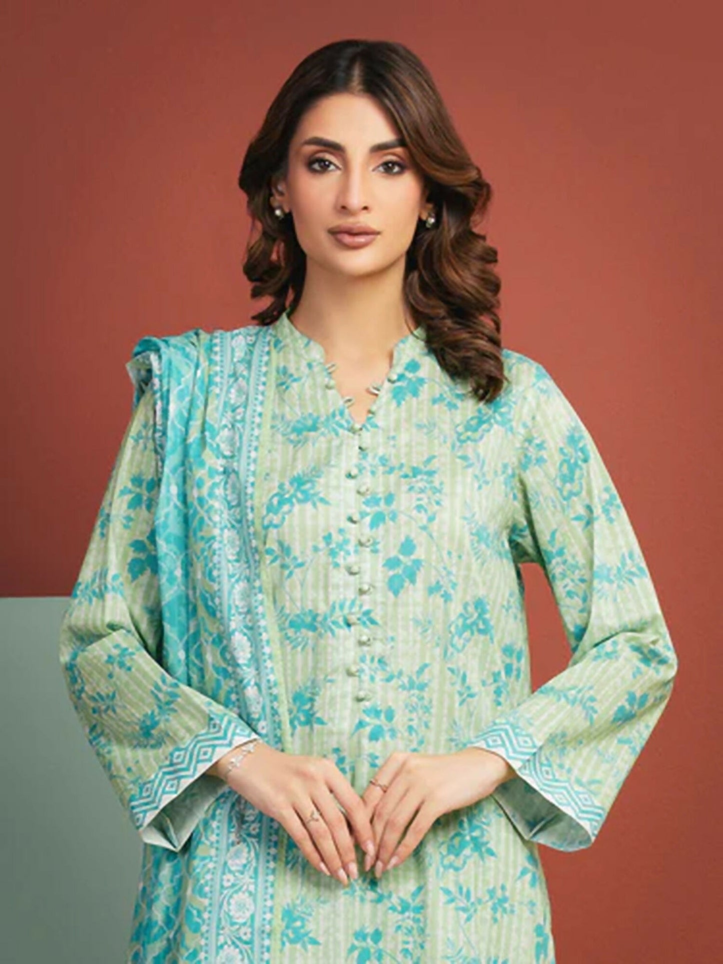 Edenrobe Allure Summer Lawn Printed Unstitched 3-Piece Suit-EWU5A1-35299
