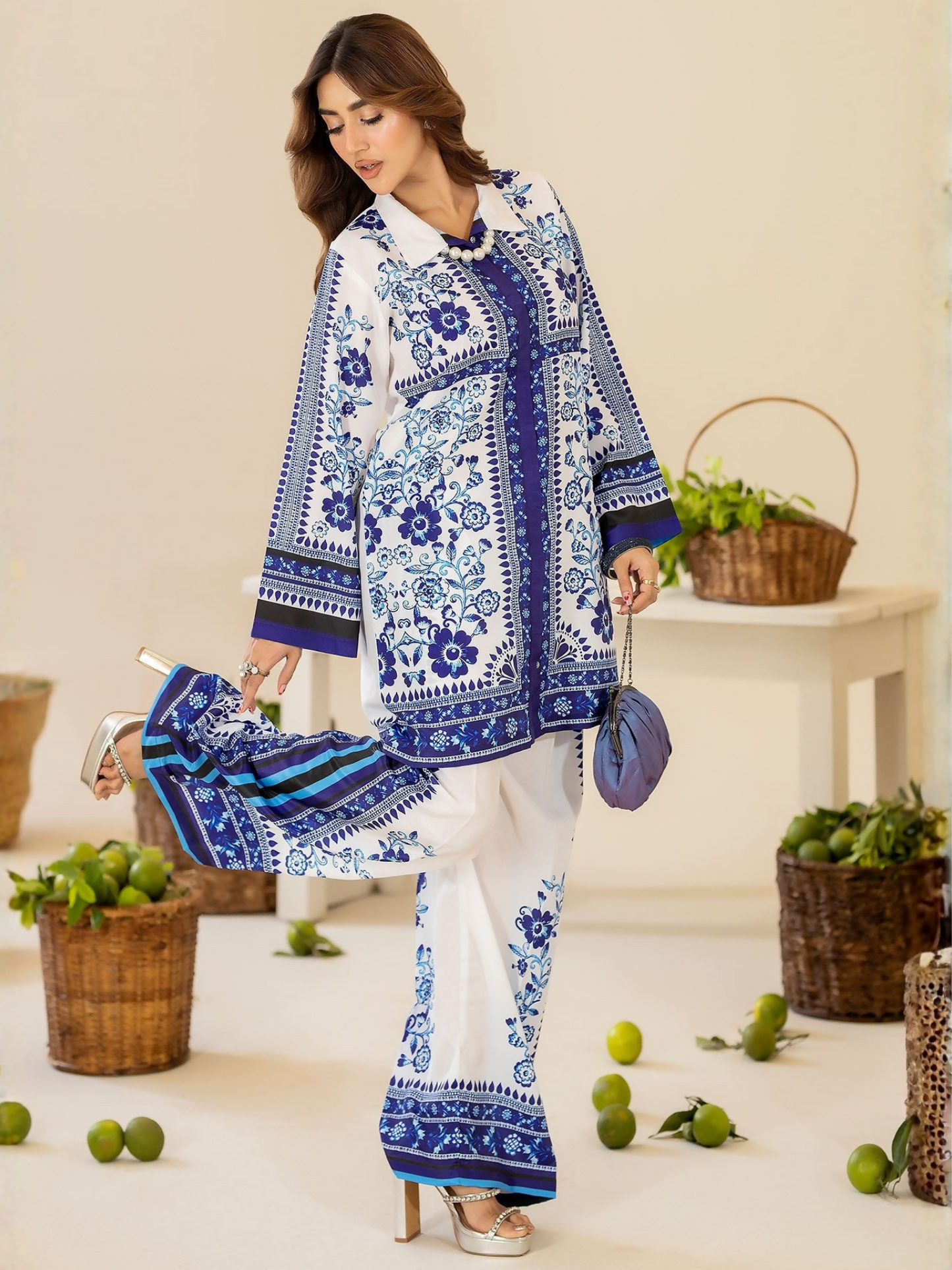 Panache Apparel Crepe De Luxe Crepe Printed Co-Ord Set-Oriel