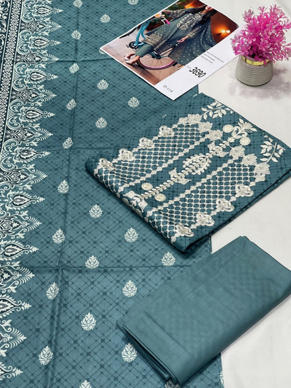 Bin Rehman Lawn Embroidered Unstitched 3-Piece Suit-D-114