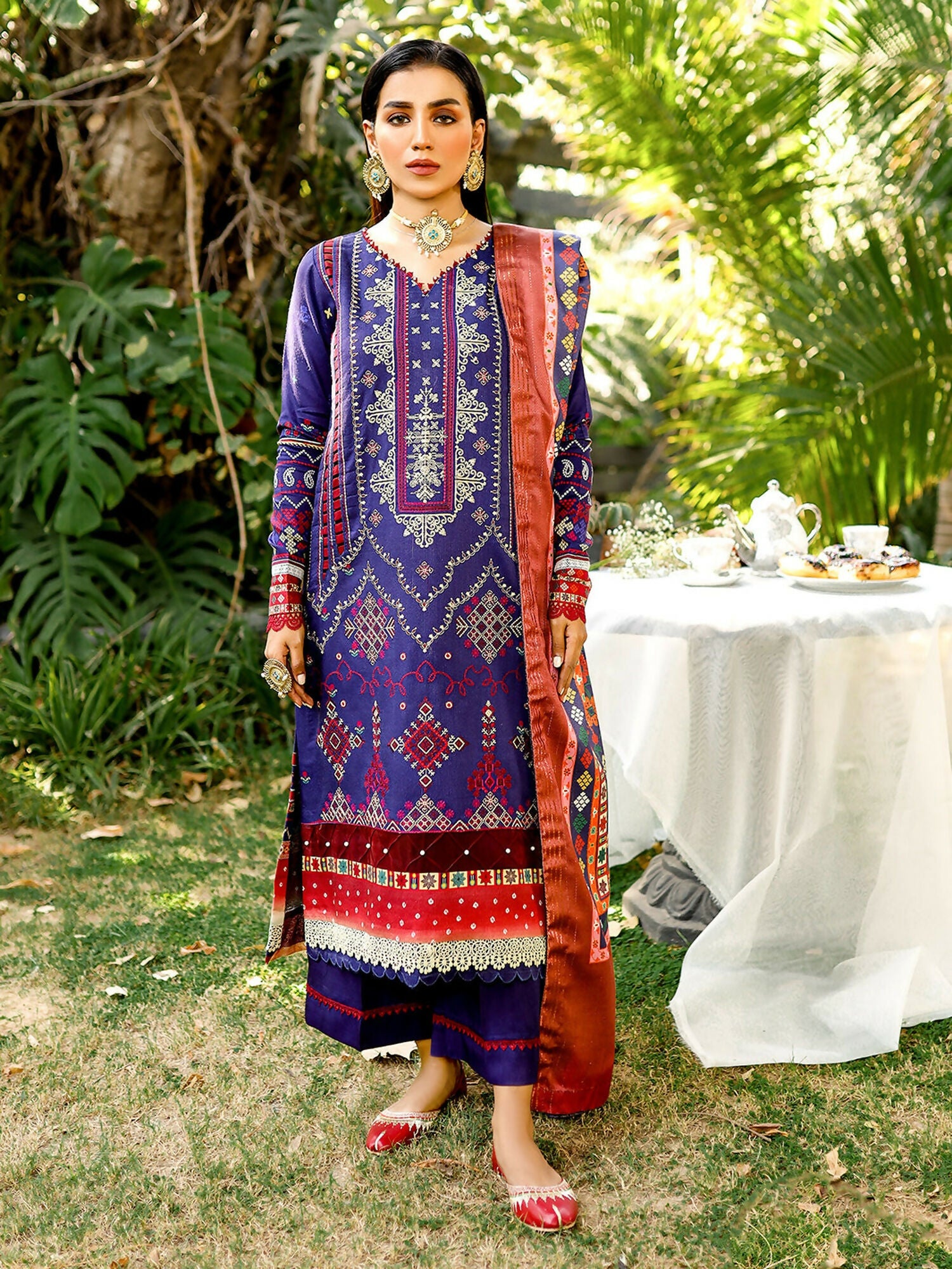 Binilyas Kotail Embroidered Unstitched 3-Piece Suit-763-B