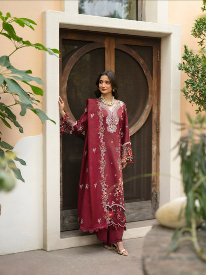 Mahnur Angan Lawn'26 Embroidered Stitched 3-Piece Suit-AN-001