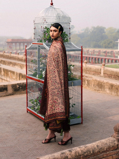 Jugnu By Hussain Rehar Khaddar'25 Embroidered Unstitched 3-Piece Suit-Sena