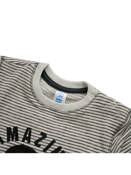 Funky Printed Baby Club Amazing Meow Striped Sweat Shirt-9081