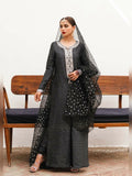 Hussain Rehar Luxury Pret Eid'23 Raw Silk Embellished Stitched 3-Piece Suit-Ebony