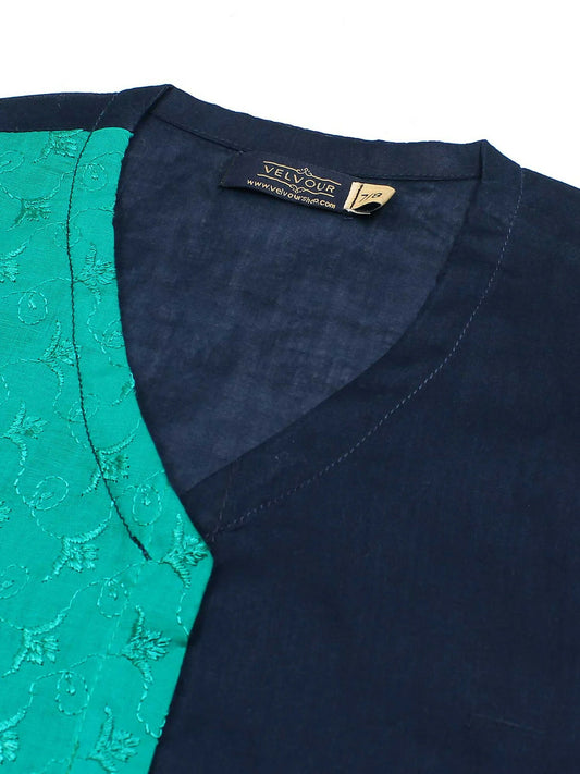 Velvour Girls Cotton Embroidered Co-Ord Set-VG151-B