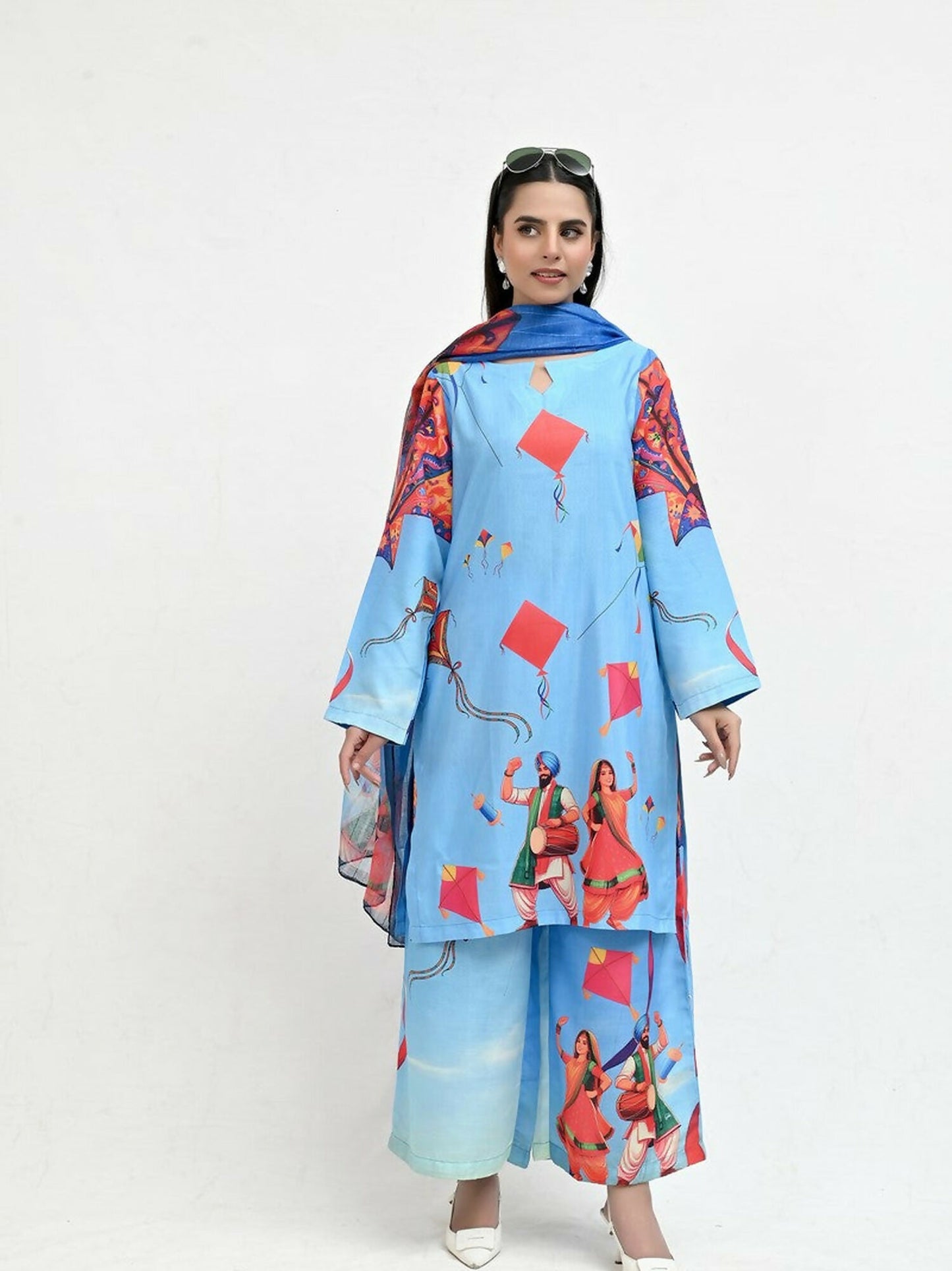 Imran Aftab Basant Mela Raw Silk Printed Stitched 3-Piece Suit-IARP 10