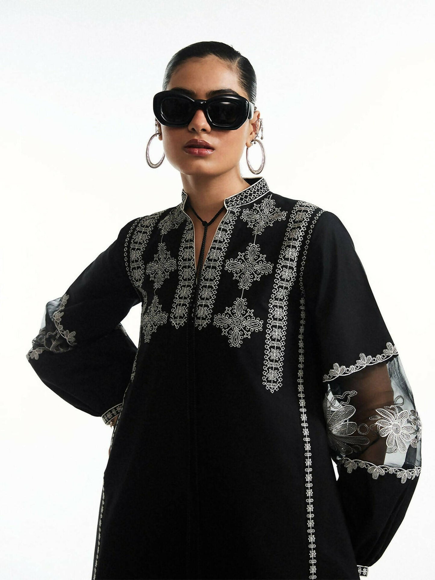 Jugnu by Hussain Rehar Silk Printed Scarf-Yuri