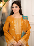 Tawakal Closet Dhanak Embroidered Stitched 3-Piece Suit-Golden Grace