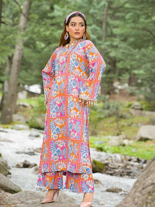 HU Studios Doriya Linen Printed Stitched 2-Piece Suit-Rang-e-Khwab