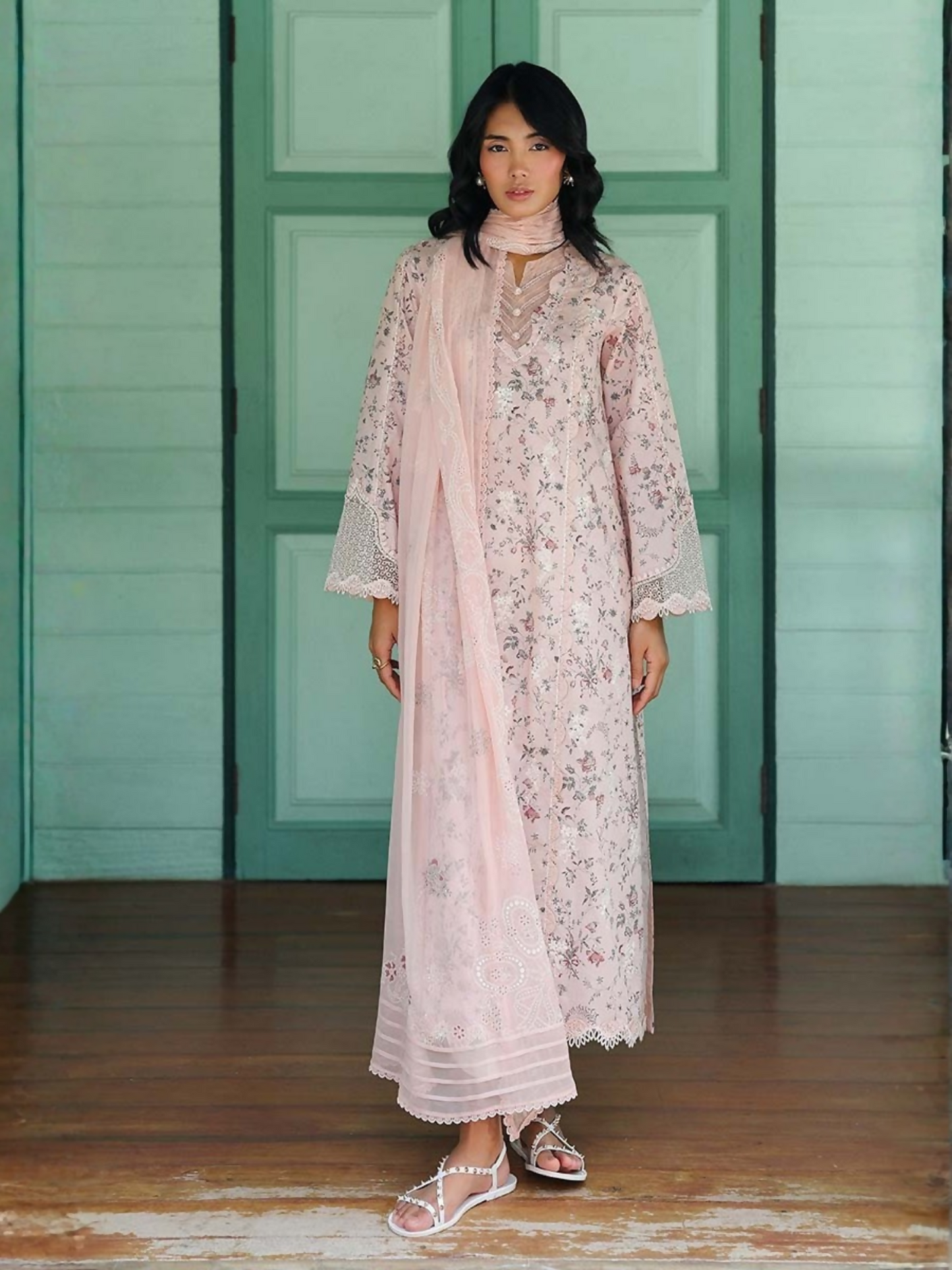 Pink Qalamkar Qprints Lawn'26 Embroidered Unstitched 3-Piece Suit-AX-02-(B)-Kena