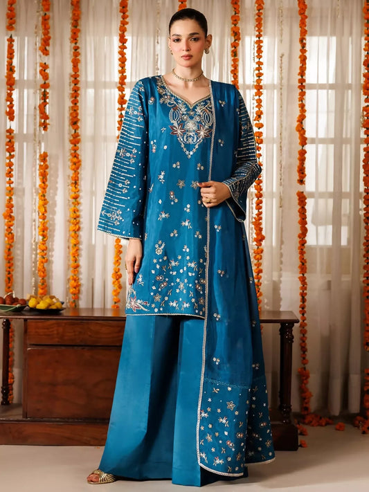 Panache Apparel Noore Eid Edit Sheesha Silk Embroidered Stitched Suit-Gulbaan