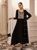 Allure By IH Be-My-Guest Thai Silk Embroidered kaftan Set-Espresso