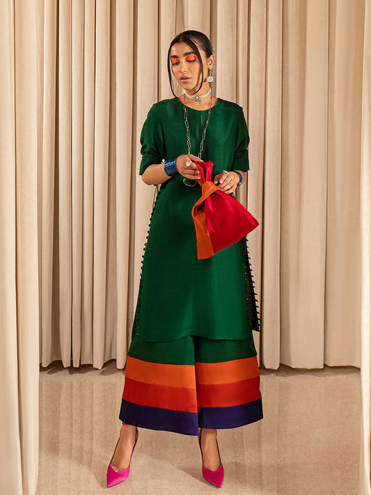 Green Hussain Rehar Pay Day Volume - II Raw Silk Stitched 2-Peice-RITZ