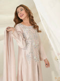 Ruby's Couture Gul-Bahar Khadi Embroidered Stitched 3-Piece Suit-Doodh Dulari