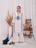 White-HEM Lawn cotton Embroidered Stitched 3-Piece Suit-Snowflake