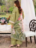 Green-Chandan Nagri Lawn Embroidered Stitched 3-Piece Suit-Meihua Pearl