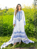 Blue-Chandan Nagri Cotton Lawn Embroidered Stitched 3-Piece Suit-Julet