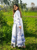 Blue-Chandan Nagri Cotton Lawn Embroidered Stitched 3-Piece Suit-Julet