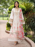 White and Pink-Chandan Nagri Lawn Cotton Embroidered Stitched 3-Piece Suit-Rumie Voil
