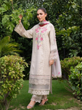 white-Chandan Nagri Lawn Cotton Embroidered Stitched 3-Piece Suit-Aura Spring